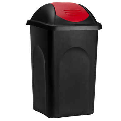 Stefanplast Mülleimer »Push Can«, 60 L Schwarz Rot Abfallbehälter 68x41x41cm Papierkorb Müllsystemtrennung Küche