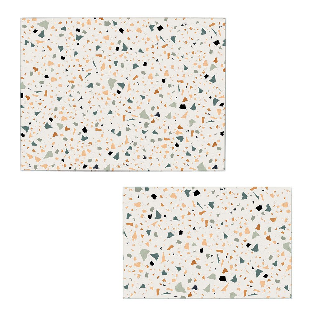 Zeller Present Schneidebrett Terrazzo', Sicherheitsglas, (Set, 2-St), extra Halt dank Silikon Füße, 2-teilig, 30x20 cm