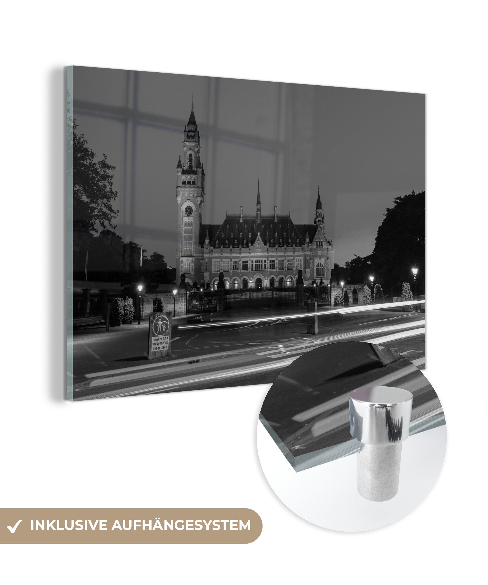 MuchoWow Acrylglasbild Den Haag - Niederlande - Schwarz und Weiß, (1 St), Acrylglasbilder Wohnzimmer & Schlafzimmer