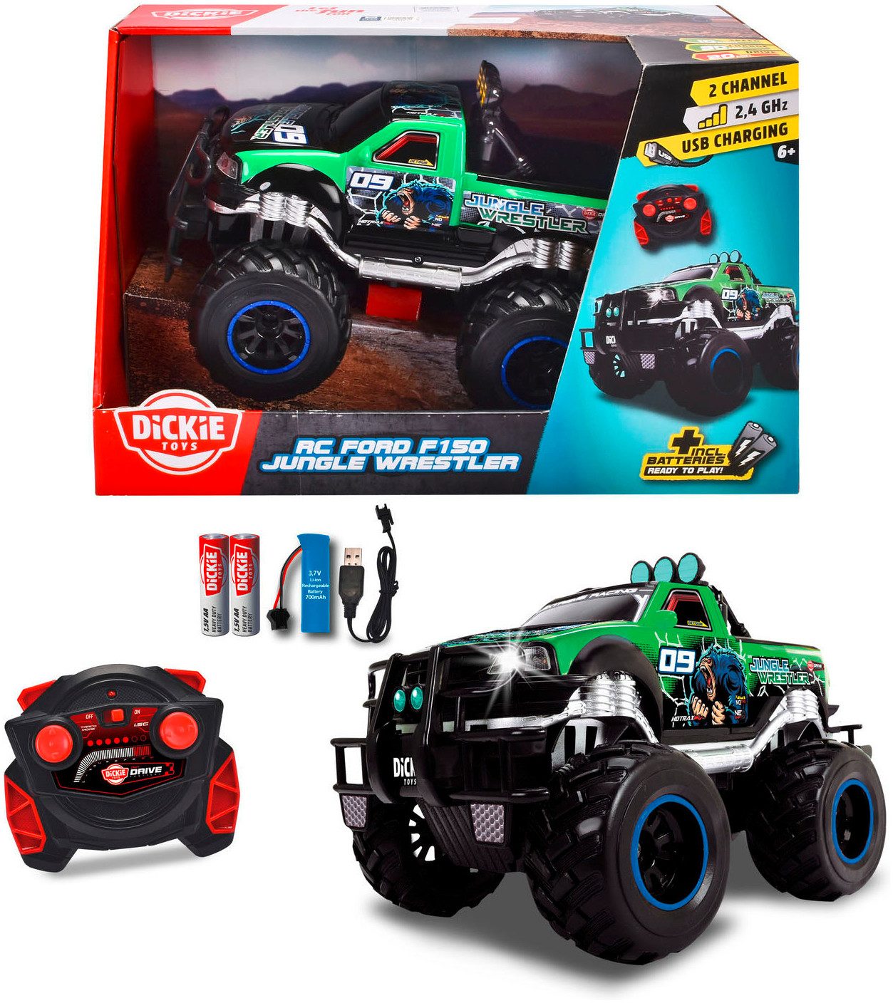 Dickie Toys RC-Monstertruck RC Jungle Wrestler Ford F150, RTR, mit Licht günstig online kaufen