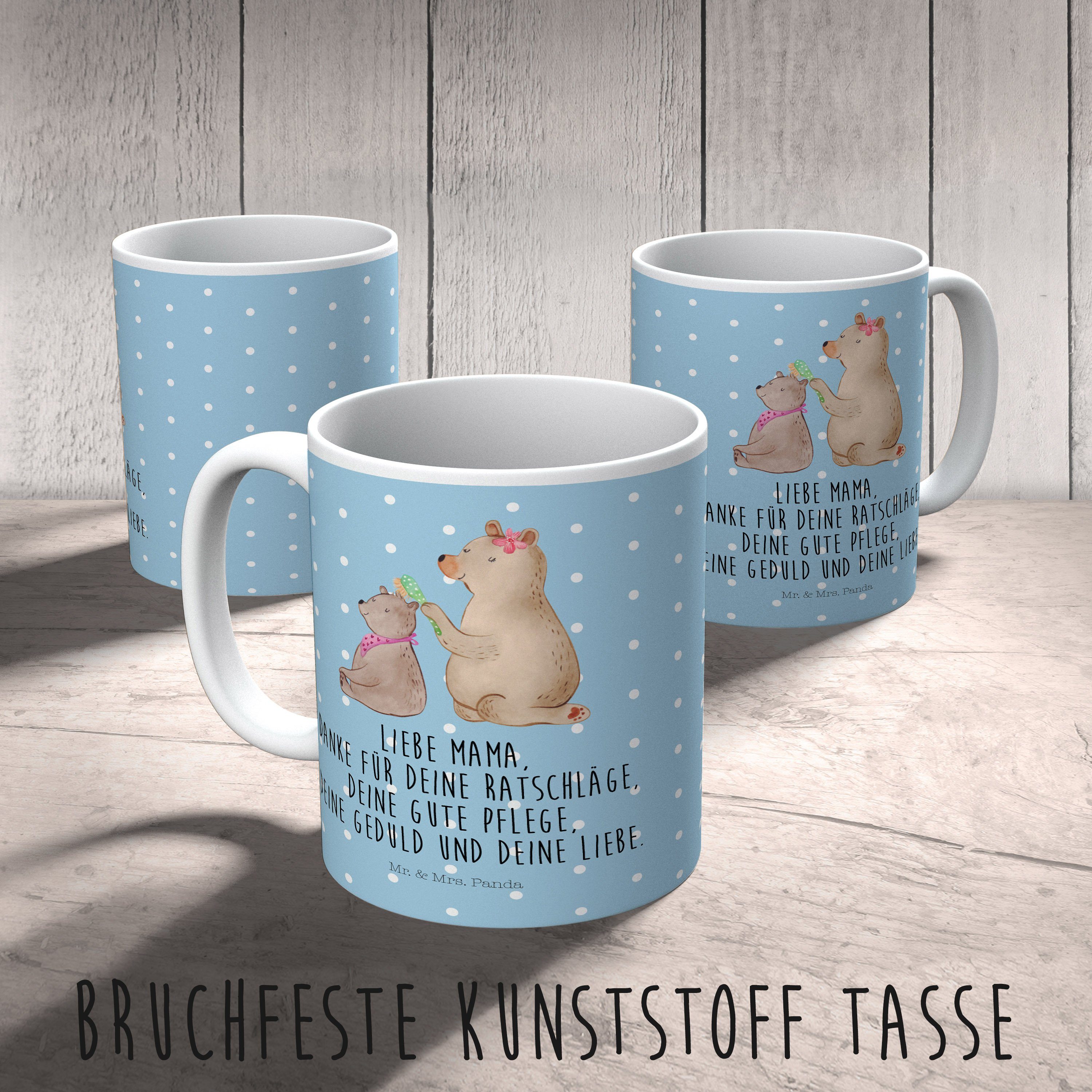 Camping Mutti, Panda & Mrs. Kind Kinderbecher Geschenk, mit - - Blau Vatertag, Mr. Bär Pastell Kunststoff Bech,