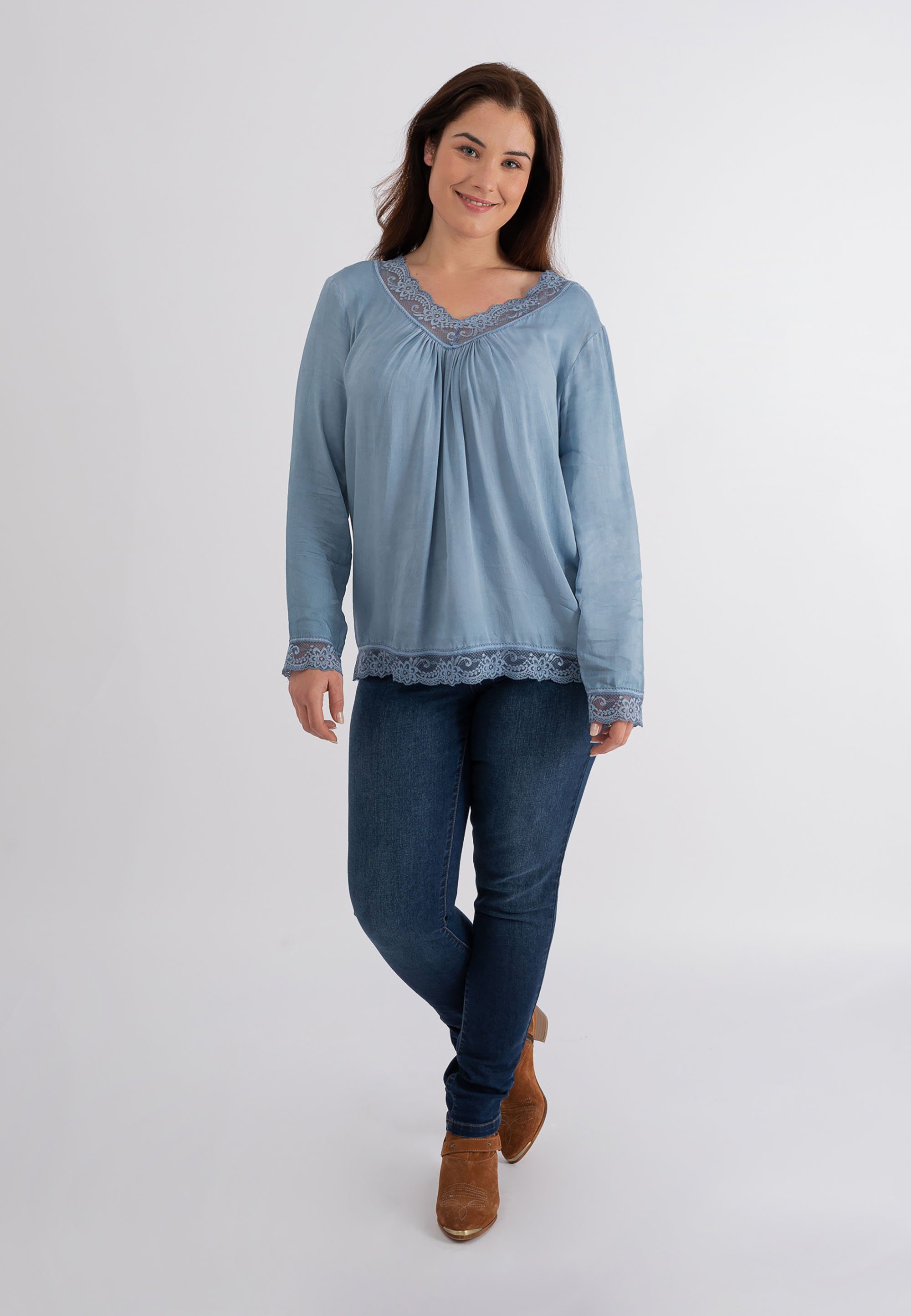 October Klassische Bluse mit femininem Spitzenbesatz