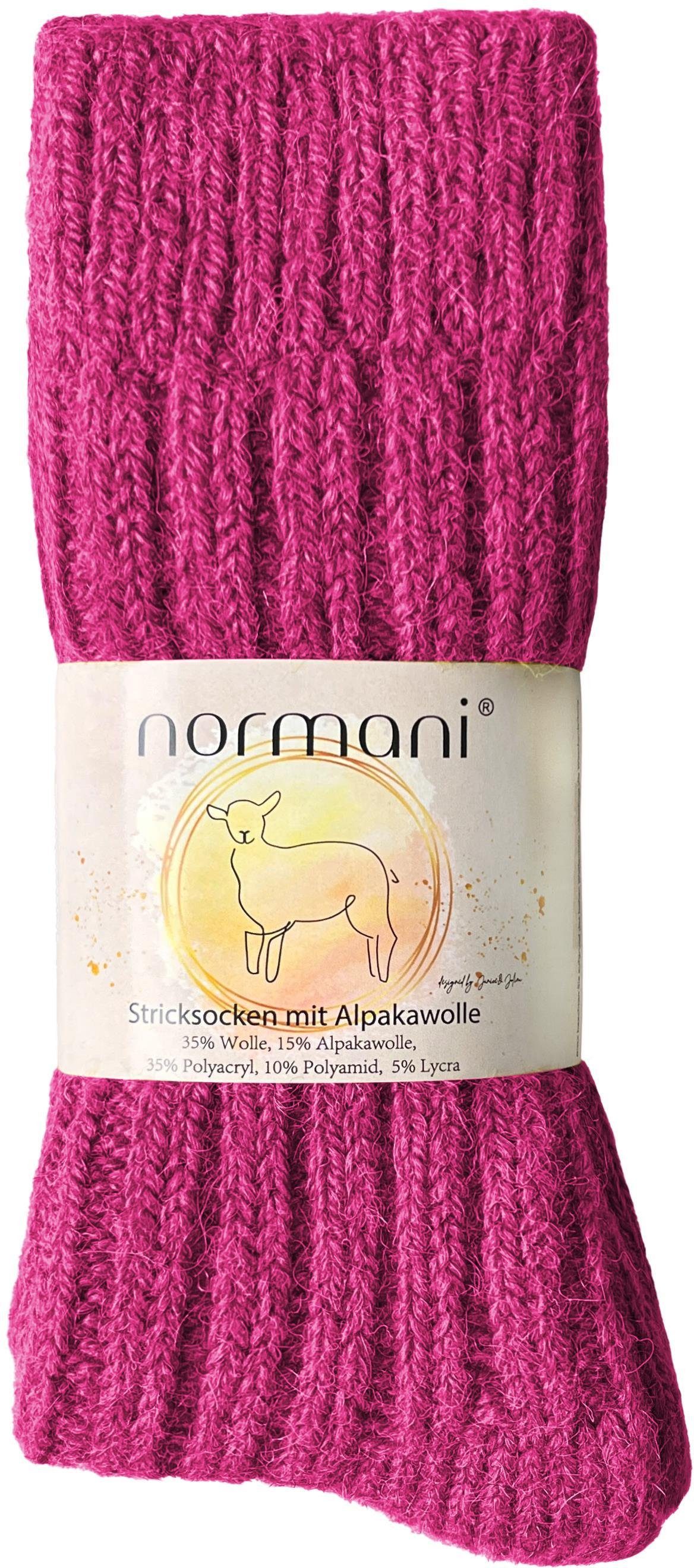 Flieder (2 2 normani und Schafwolle Qualitätssocken WollSocken aus hochwertige Paar Alpaka- Paar) Thermosocken hohem Wollanteil mit