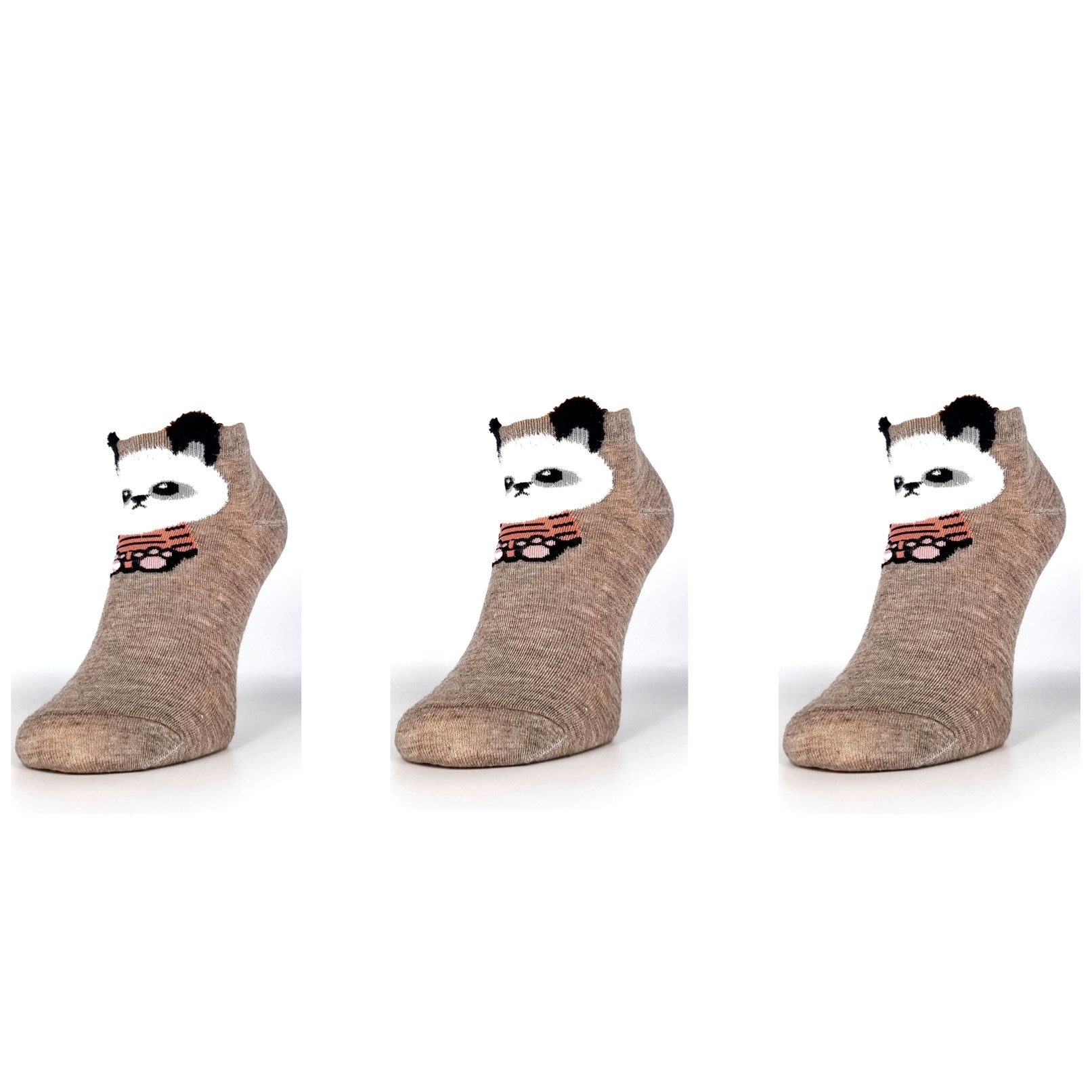 Socken Socken für Damen mit Pandamuster in Beige Damensocken