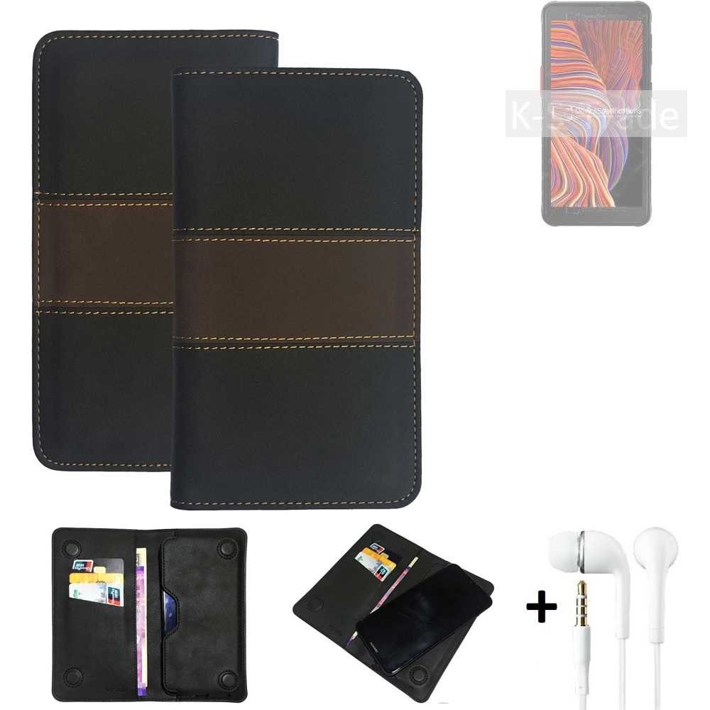 K-S-Trade Handyhülle für Samsung Galaxy XCover 5, Handyhülle + Kopfhörer Schutzhülle Walletcase Bookstyle Tasche