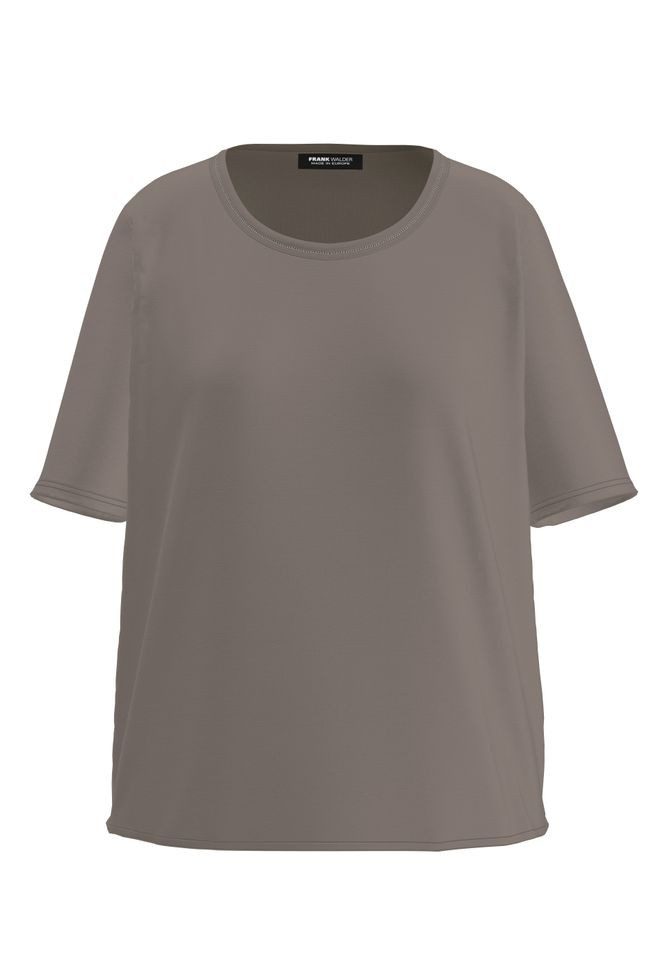 Kurzarmbluse - Blusenshirt - Bluse - NOS mit doppelt paspeliertem Ausschnitt