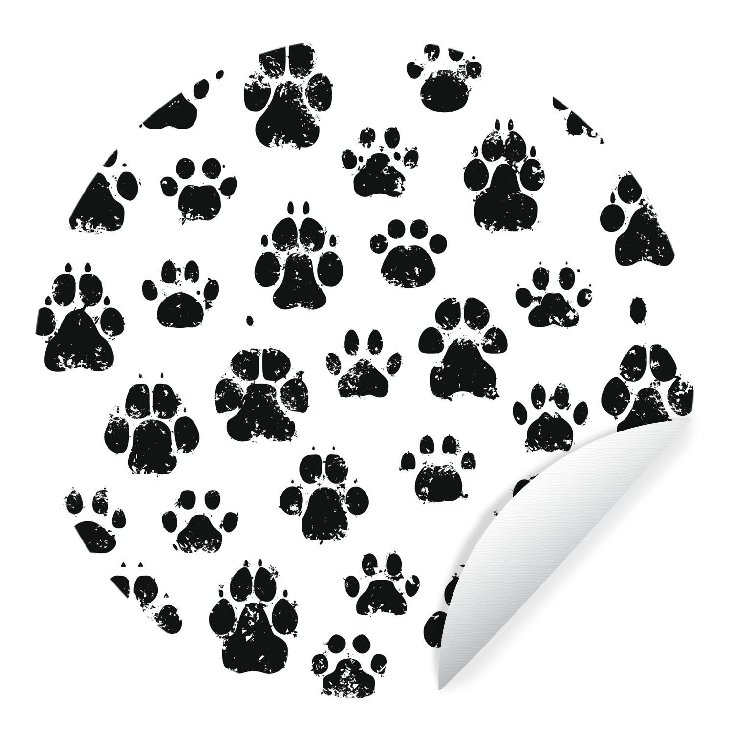 MuchoWow Wandsticker Design - Katze - Hund (1 St), Tapetenkreis für Kinderzimmer, Tapetenaufkleber, Rund, Wohnzimmer