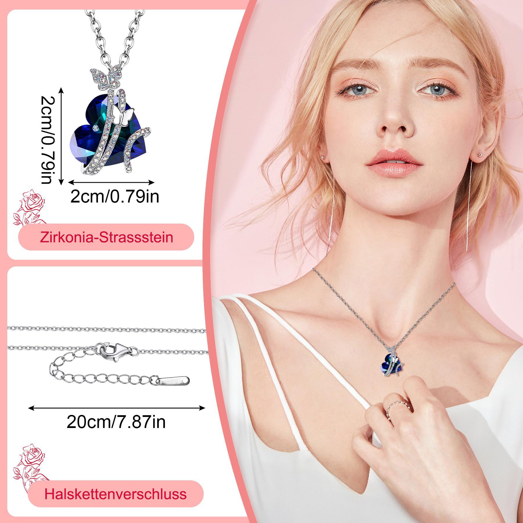 Bextsrack Schmuckset Ewige Rose mit Herz-Halskette – Konservierte Rose in Geschenkbox (1-tlg), Schmuckgeschenk für Sie – ideal zu Weihnachten & Valentinstag – Bild 4 von 5