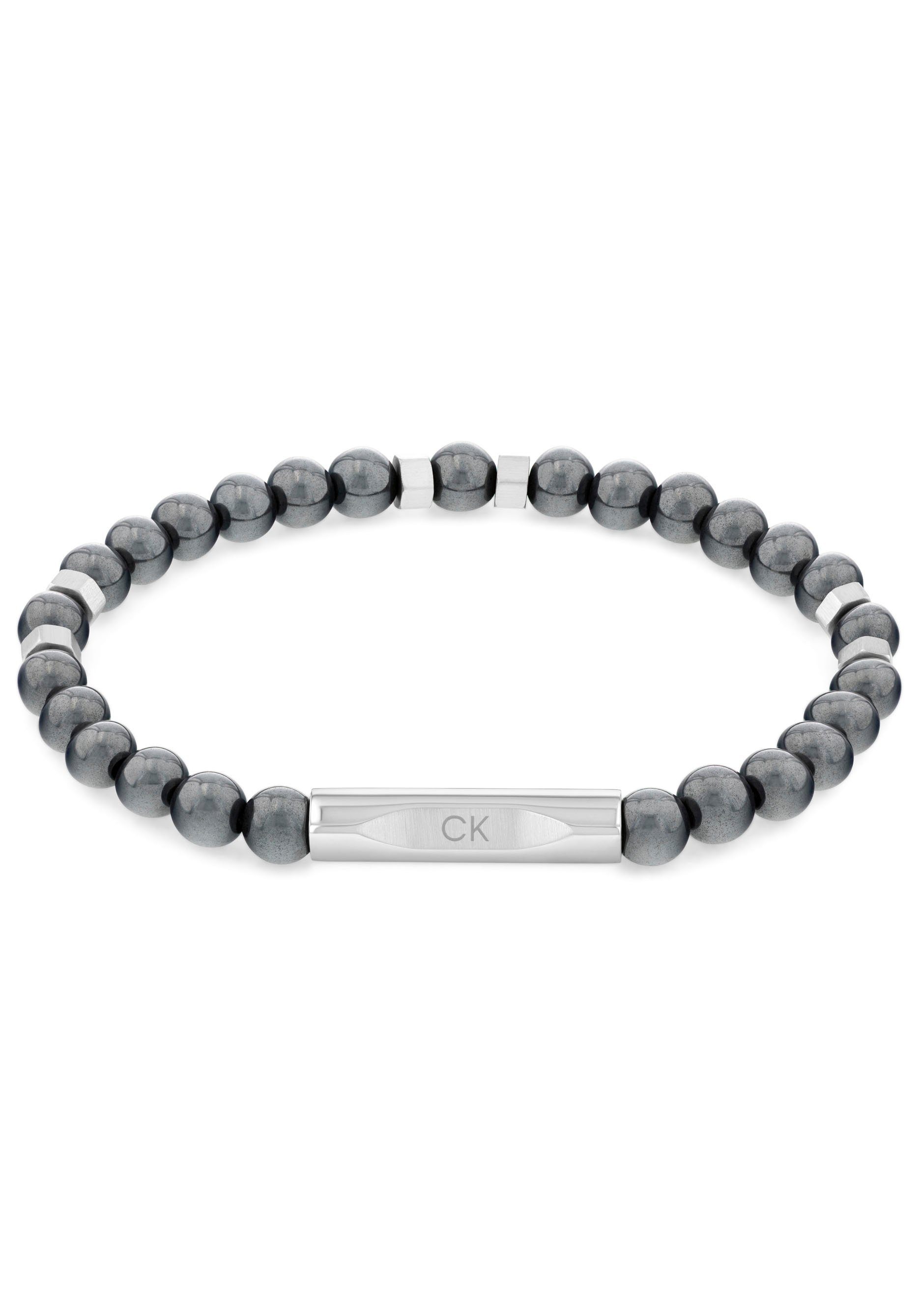 Calvin Klein Armband Schmuck Edelstahl Armschmuck Steinarmband Zugarmband BEADS, zu Hoodie, Shirt, Jeans, Sneaker, Jacke, Calvin Klein Underwear! edelstahlfarben-grau