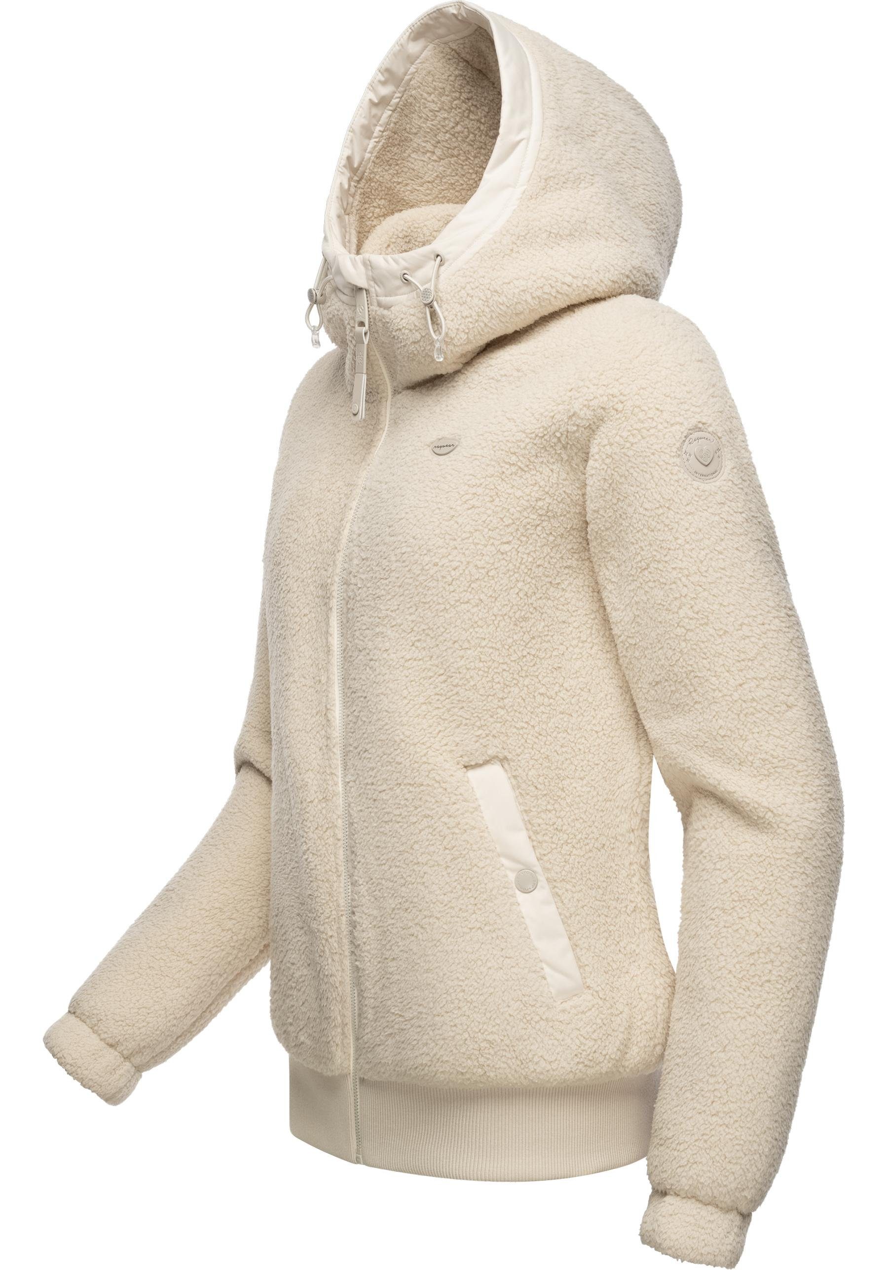 Ragwear Outdoorjacke Cousy Short flauschige Übergangsjacke mit Teddyfell und Kapuze