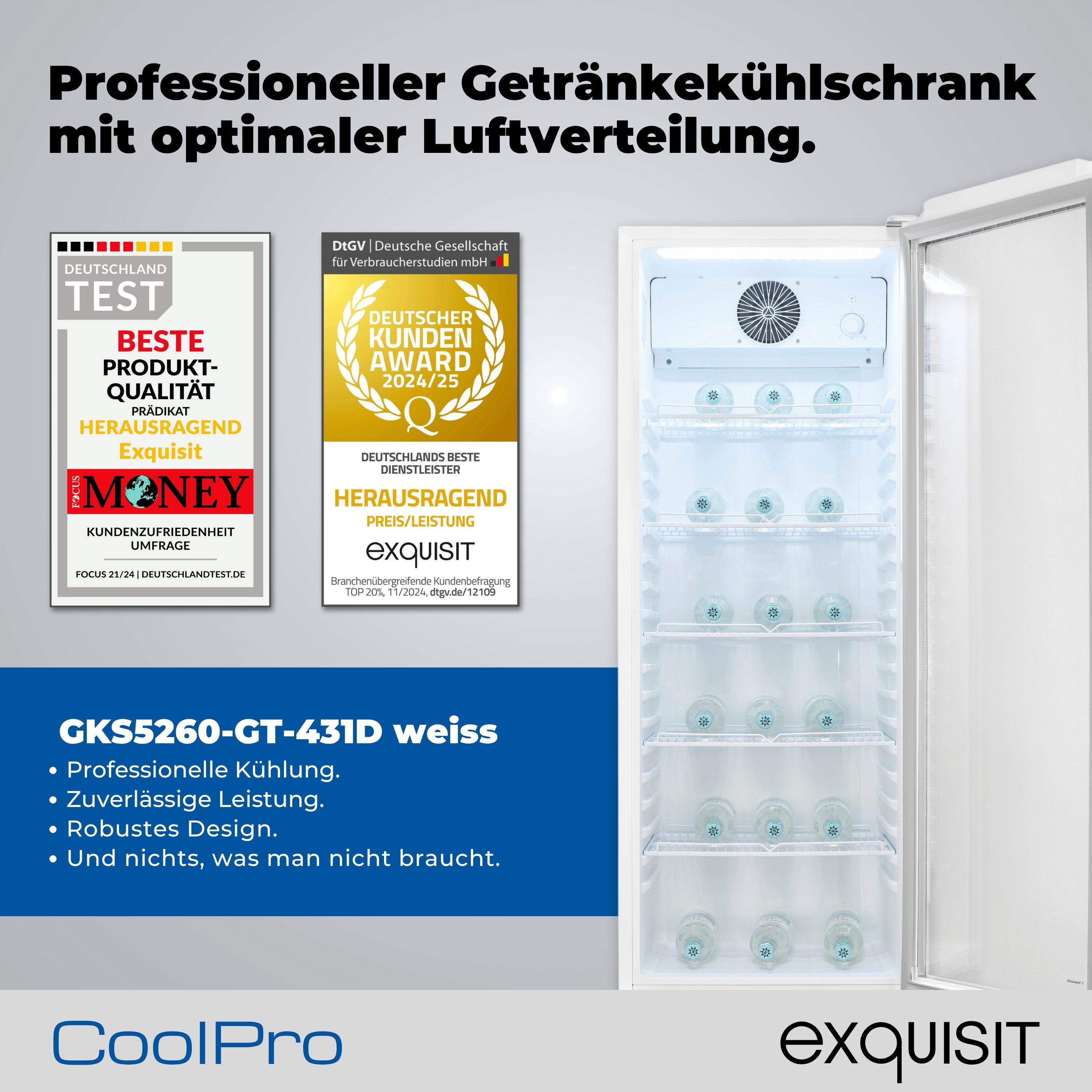 exquisit Getränkekühlschrank GKS5260-GT-431D, 172.5 cm hoch, 54 cm breit