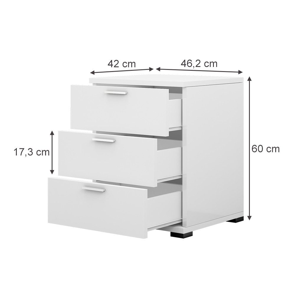 Vicco Nachtschrank Marseille, Weiß/Weiß, 46.2 x 60 cm (1-St)