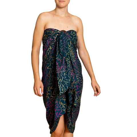 PANASIAM Pareo Sarong Wachsbatik dunkle Designs aus hochwertiger Viskose Strandtuch, Strandkleid Bikini Cover-up Tuch für den Strand Schultertuch Halstuch