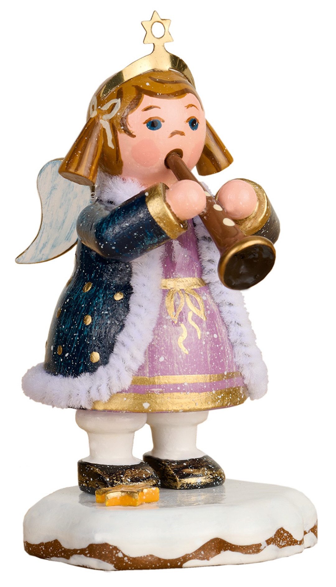 Hubrig Volkskunst Zschorlau Erzgebirge Sammelfigur Hubrig Winterkinder Himmelskind mit Klarinette