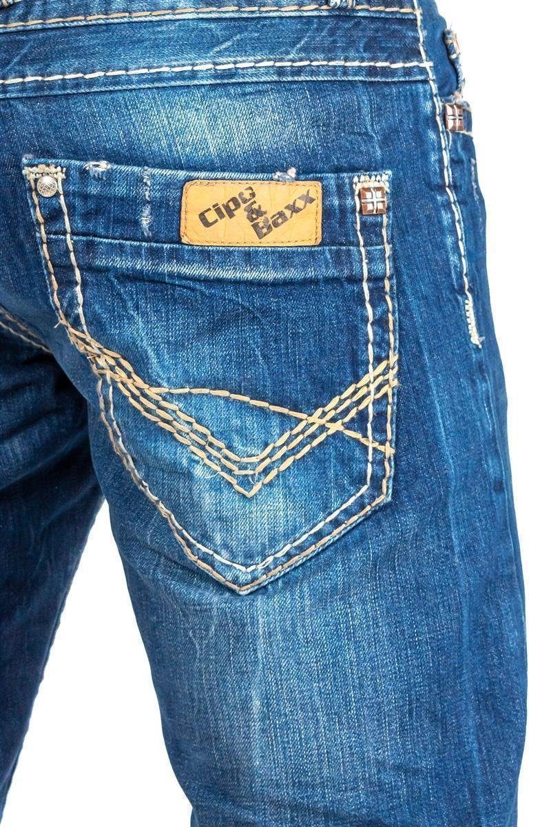 dicken & Nähten und Verzierungen BA-C0688 5-Pocket-Jeans mit Hose Cipo Baxx