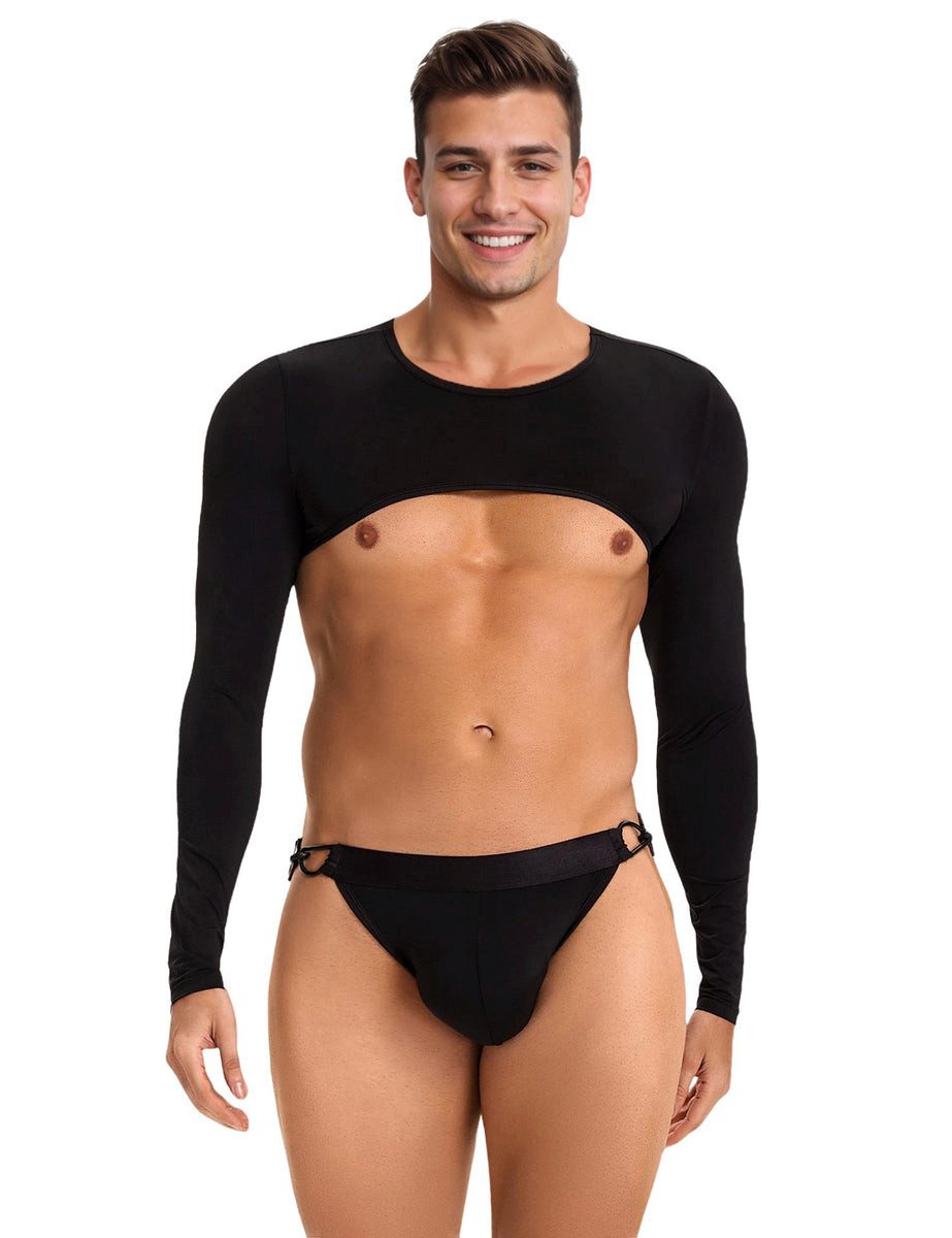 Lau-Fashion Boxershorts Herren Crop Top Langarm mit Jockstrap – Schwarzes U günstig online kaufen