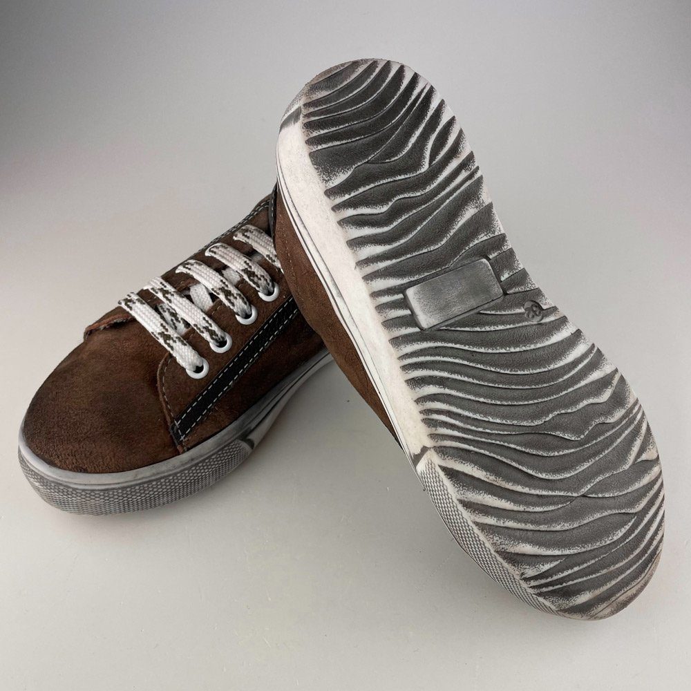 Maddox Kinder Leder Schuhe Sneaker 'Oskar" - Braun Nappato Wood Sneaker