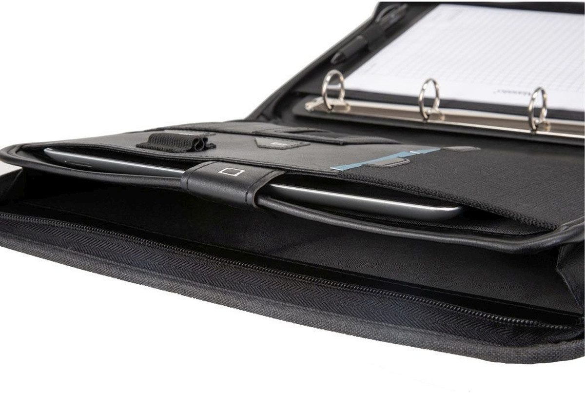 Schreibmappe Orgamappe Olbia A4 Nylon/Finetouch-Lederimitat anthrazit.