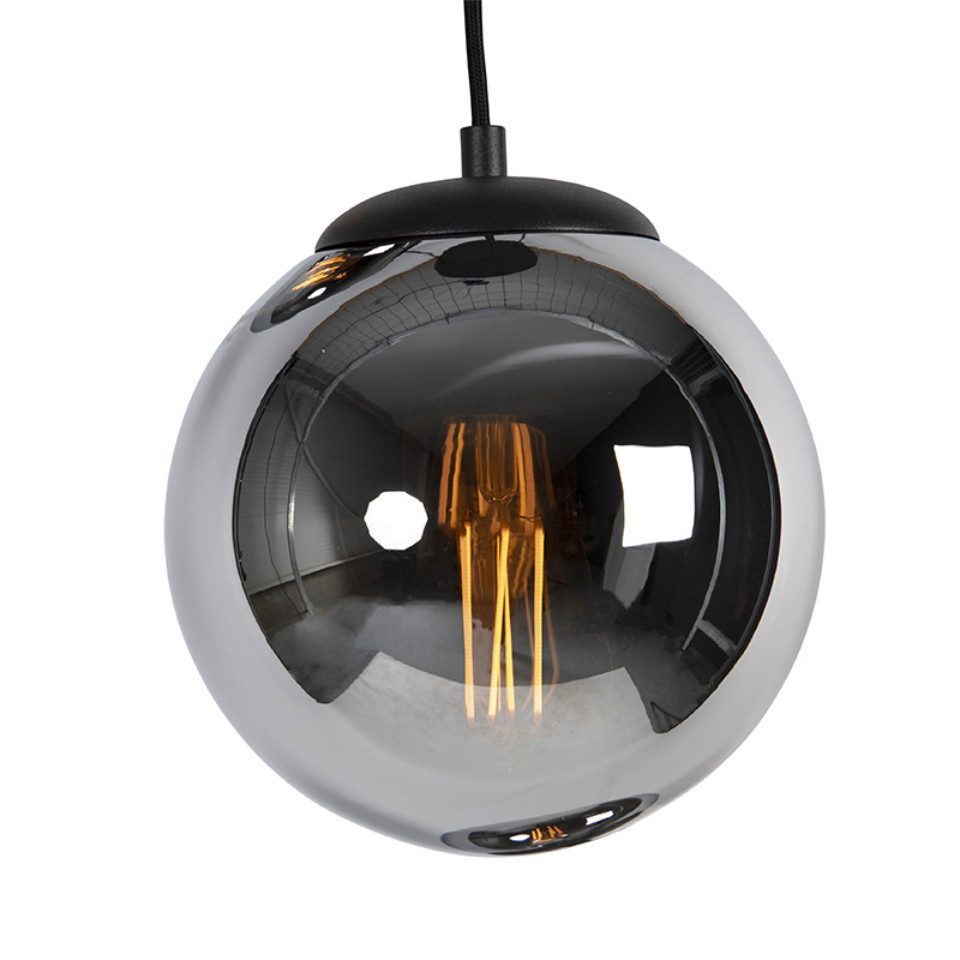 Qazqa Pendelleuchte Pallon, ohne Leuchtmittel, Warmweiß, QAZQA Hängeleuchte, e27, Silber, Glas, Art Deco