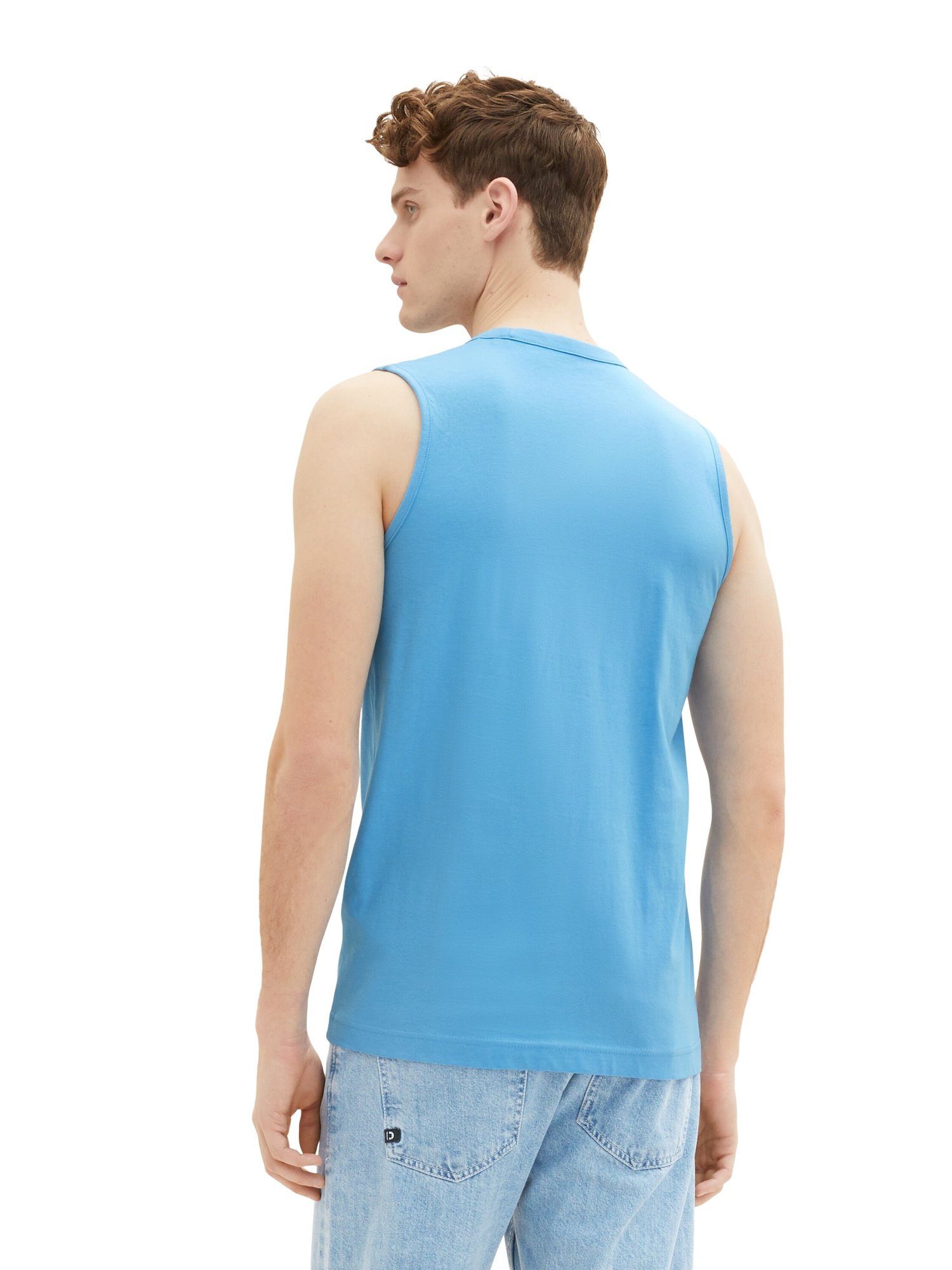 blau T-Shirt Tank-Top ärmelloses (1-tlg) TOM TAILOR Tanktop