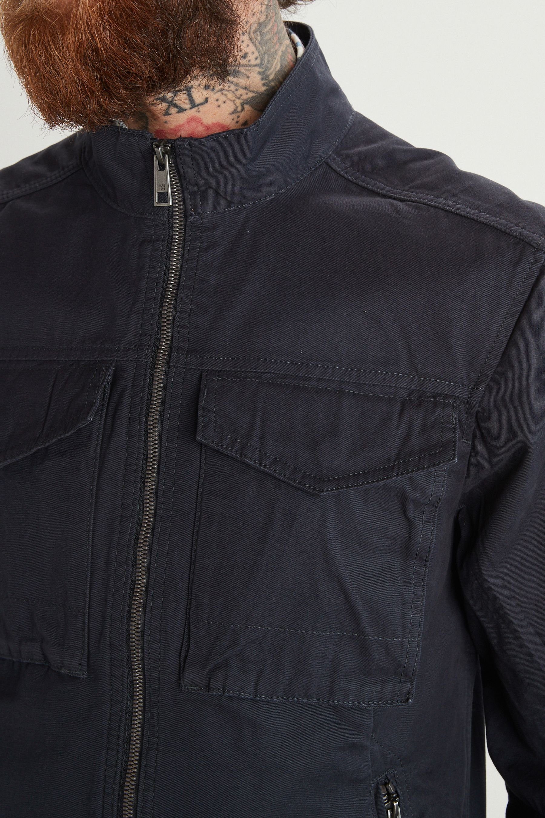 Next Sommerjacke Hemdjacke aus Blue (1-St) Navy Baumwolle mit Reißverschlusstaschen