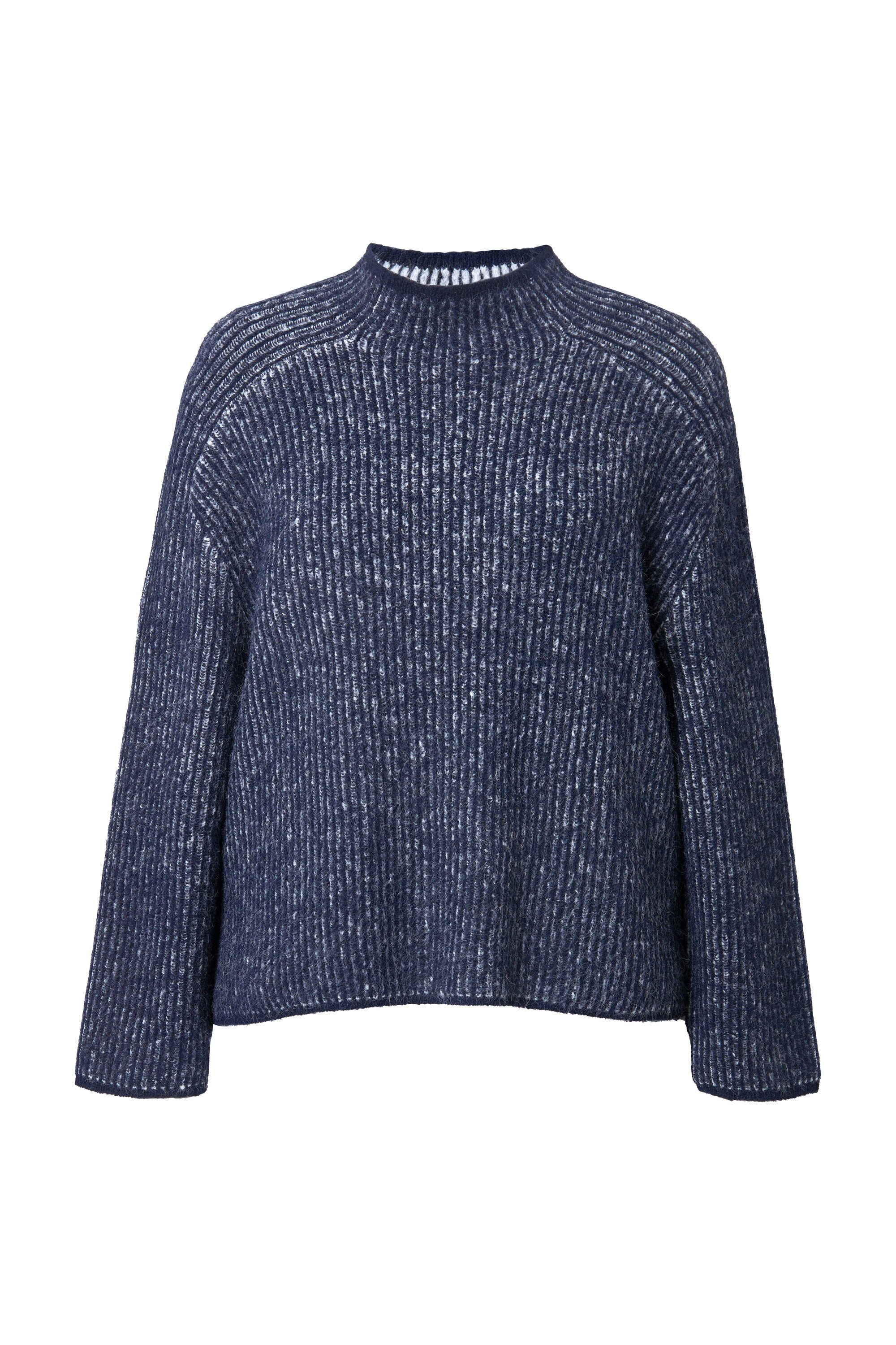 Ulla Popken Strickpullover Pullover Streifen Stehkragen günstig online kaufen