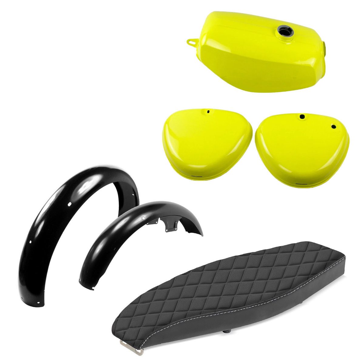 Craftride Halter Benzintank passend für Simson S51 / S50 / S70 mit Seitendeckel # gelb