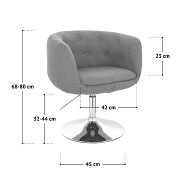 SVITA Cocktailsessel PANAMA (1-St., Drehsessel), 360° drehbar, verchromtes Gestell, bequem gepolstert, höhenverstellbar