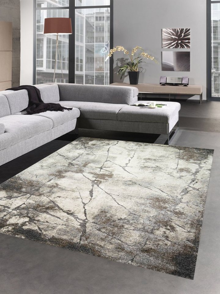 Teppich Teppich Wohnzimmerteppich modernes Design in beige creme, Carpetia,  rechteckig, Höhe: 14 mm