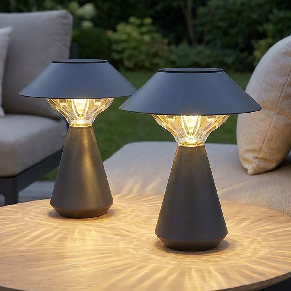 GLOBO LIGHTING LED Solarleuchte, Leuchtmittel inklusive, Warmweiß, 2x LED Solarleuchte Solarlampe Metall matt Anthrazit IP44