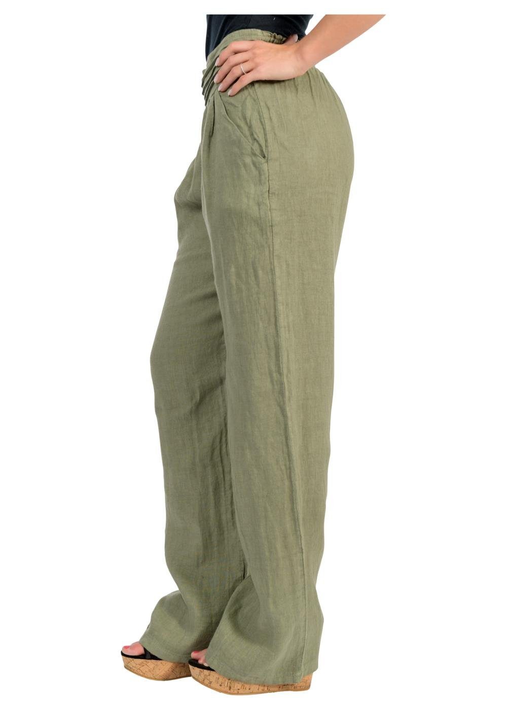 malito more than fashion Leinenhose malito Damen Hose aus Leinen 2727 bequemer und breiter Gummizug