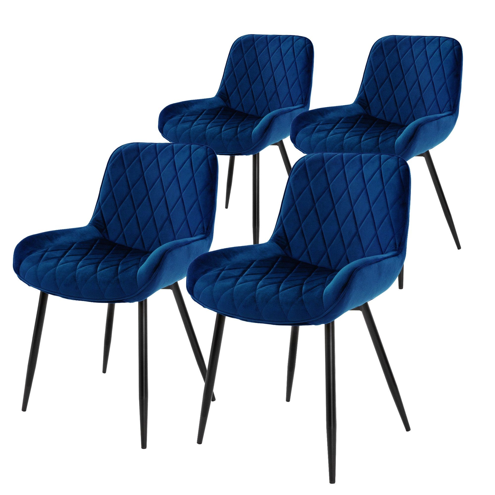 Samt Esszimmerstühle Dunkelblau ML-DESIGN Wohnzimmerstühle Küchenstuhl 4er Set Stuhl