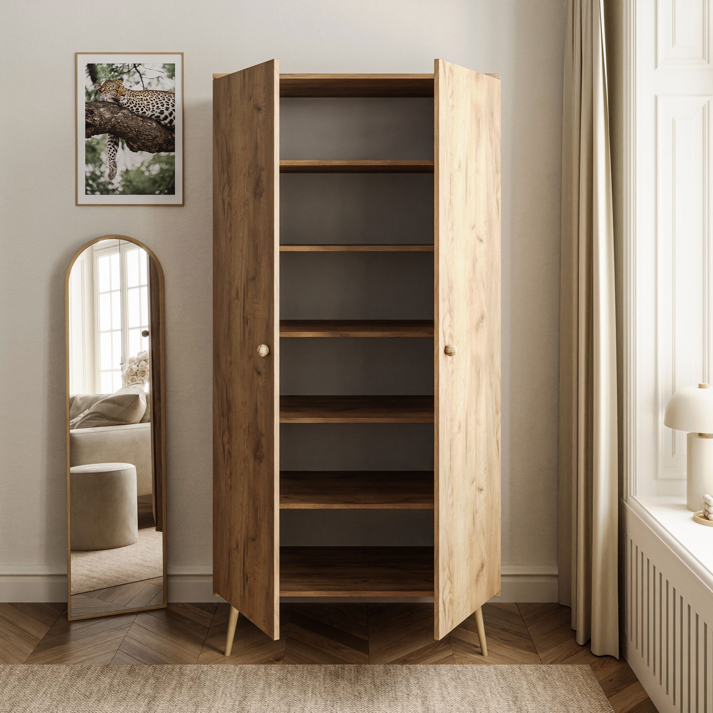 Lookway Kleiderschrank HARMONY zweitüriger Schrank mit Kleiderstange 87x41x212 cm – Bild 3 von 5