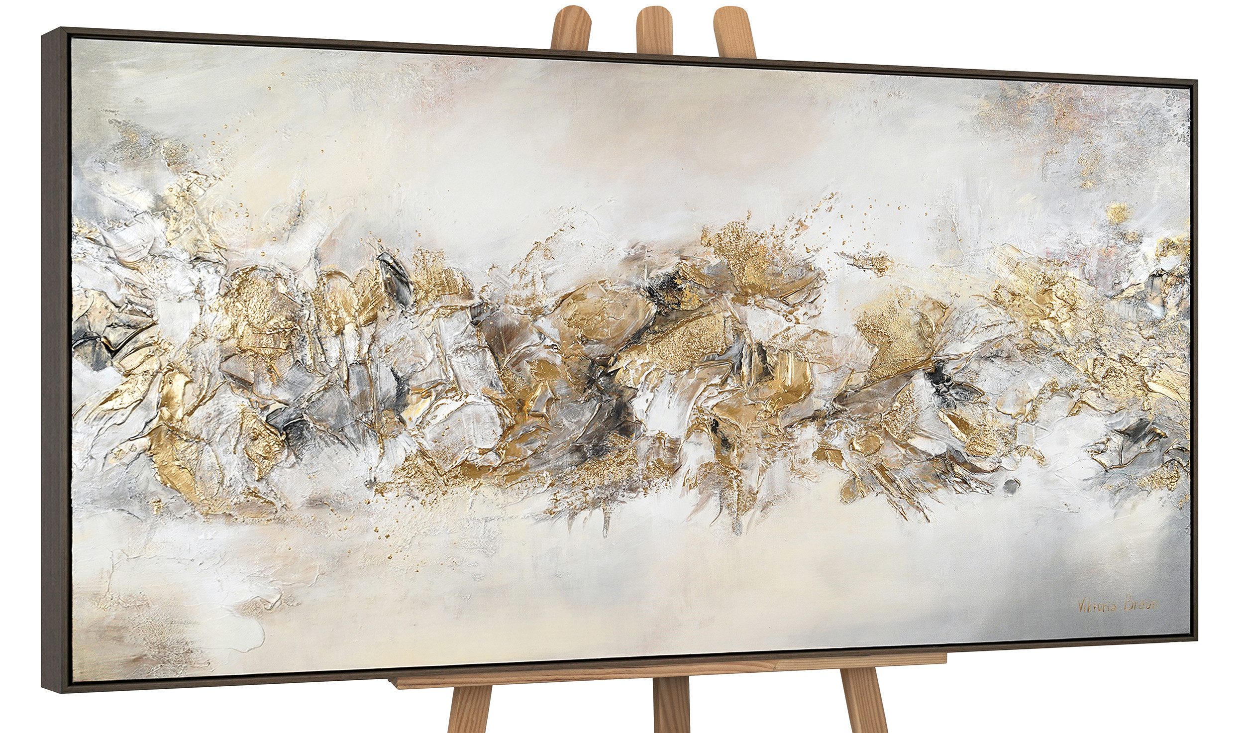 YS-Art Gemälde Glückslinie, Leinwndbild Frau vorm Spiegel mit Rahmen günstig online kaufen