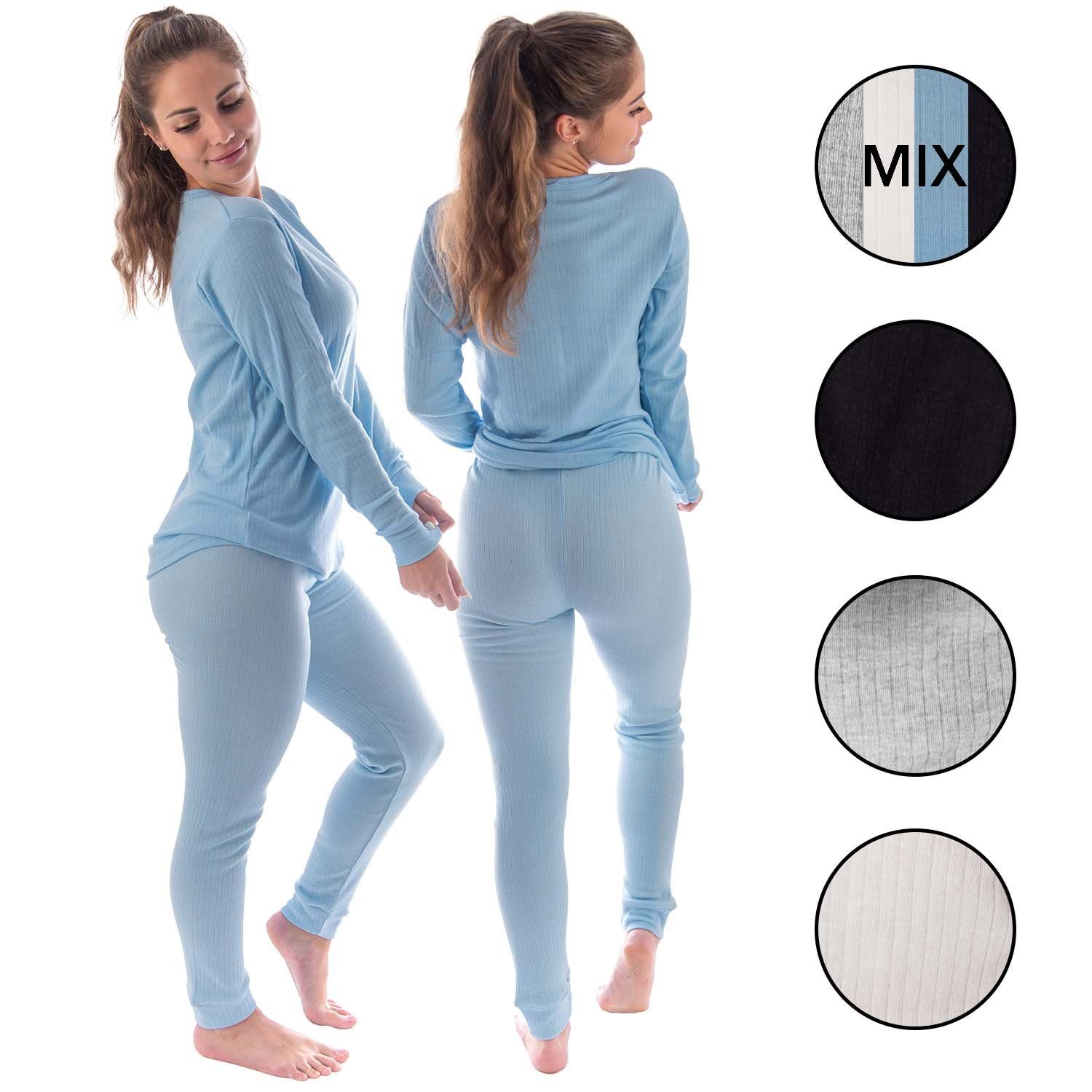 Black Snake Thermounterhemd cozy (Set, 2-St) Thermounterwäsche Set 2x Unterhemd + Unterhose Hellblau