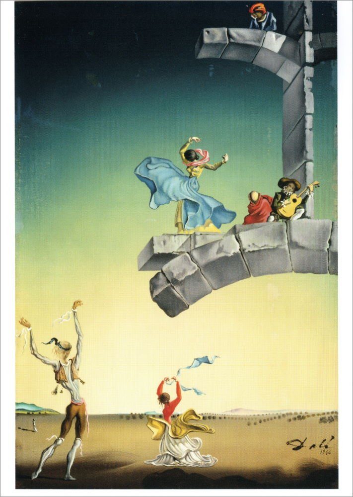 Postkarte Kunstkarte Salvador Dalí "Ohne Titel - Spanische Tanzszene in ein ..."