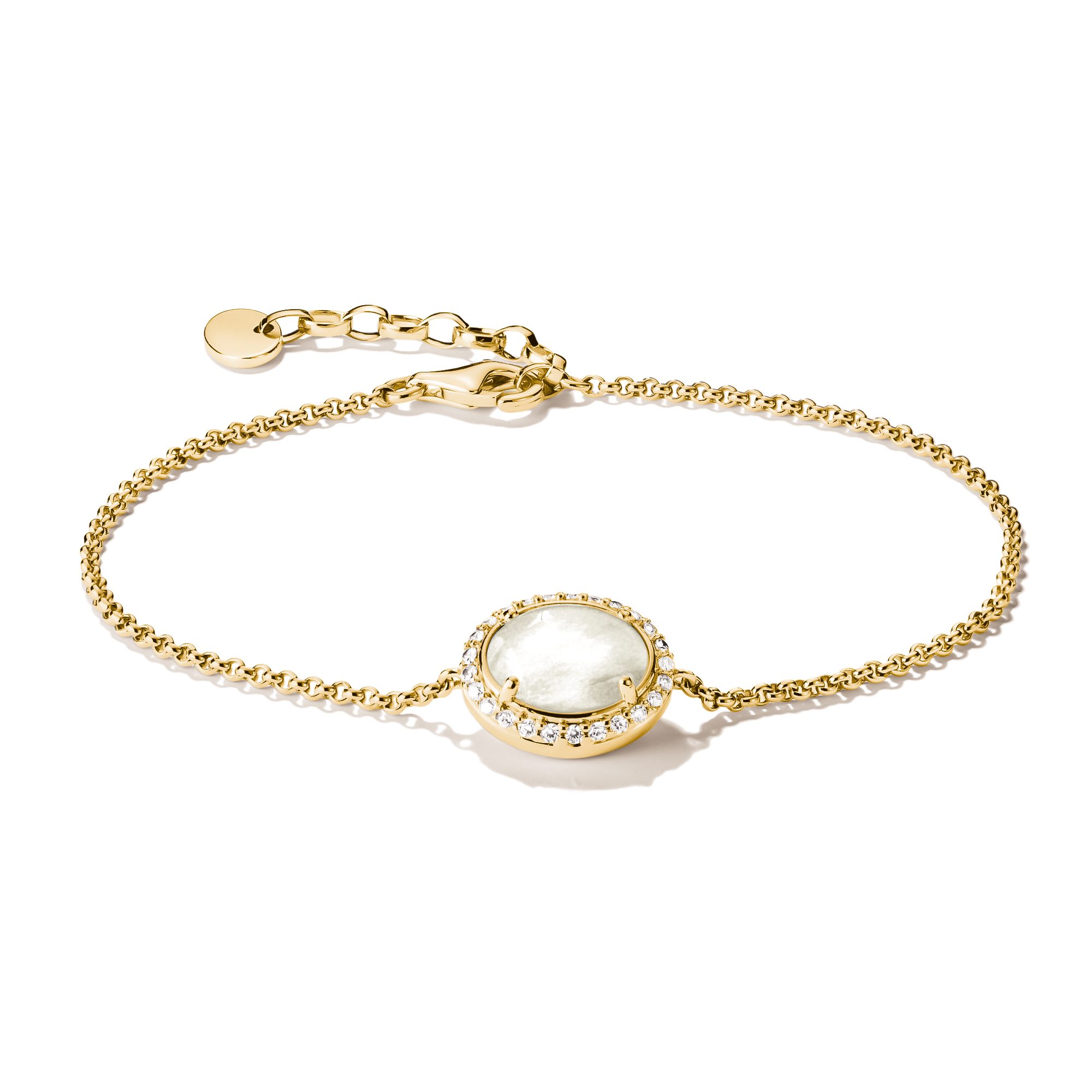 THOMAS SABO Armband Fluid Elegance Armband gelbgoldfarben, mit Zirkonia (synth) - mit Perlmutt