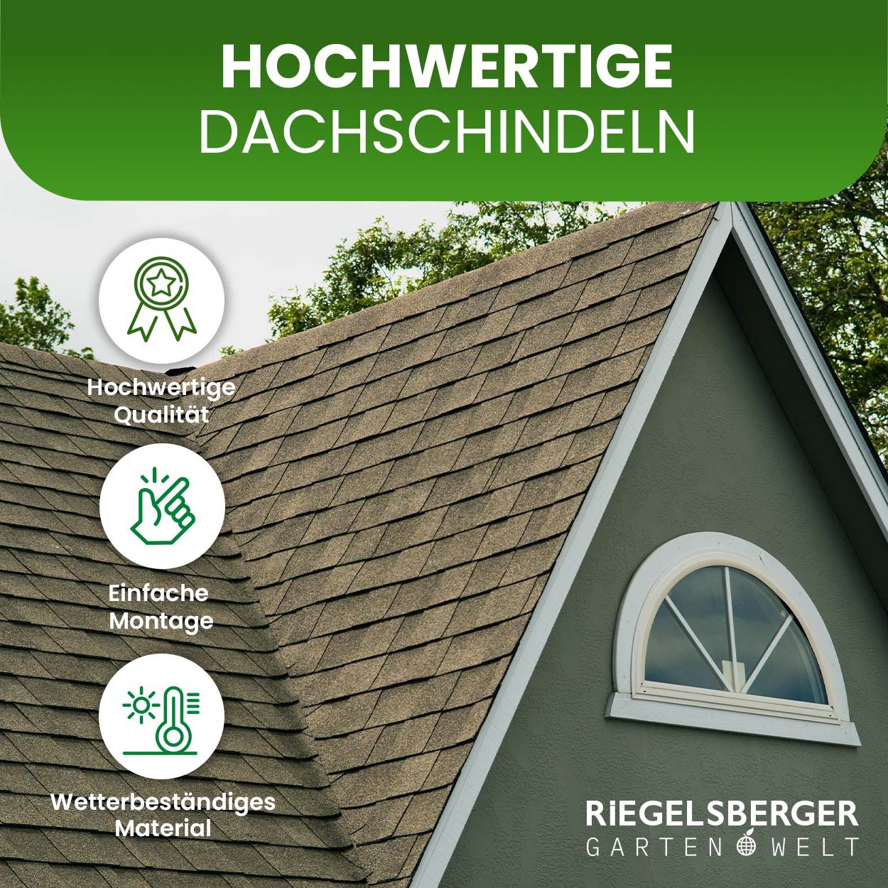 Gartenpirat Dachschindeln Bitumen Dachschindeln 2 m² rechteckig schwarz rot grün Dacheindeckung