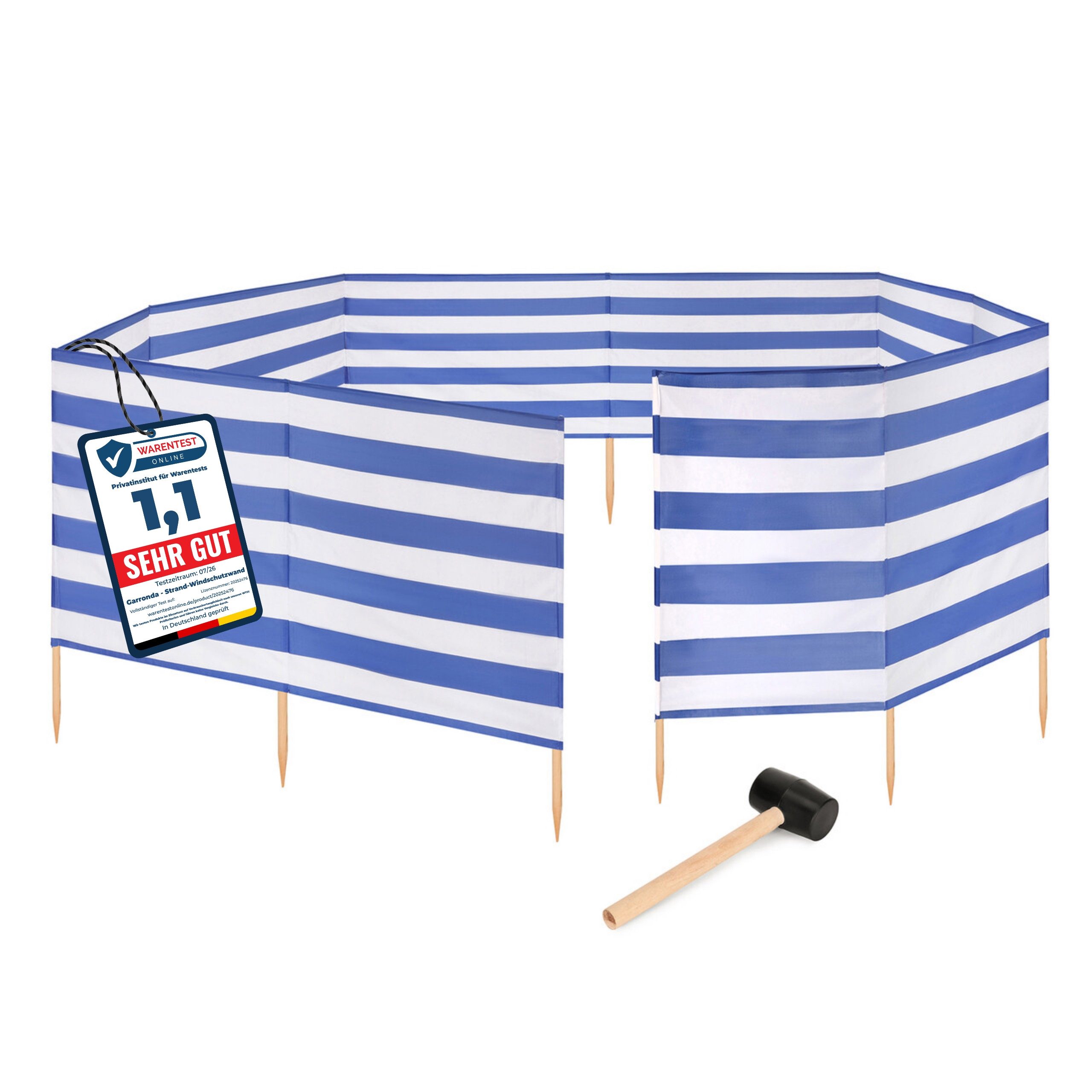 Garronda Windschutz Strand Sichtschutz 15m lang mit Gummihammer Garten Meer GAEX001