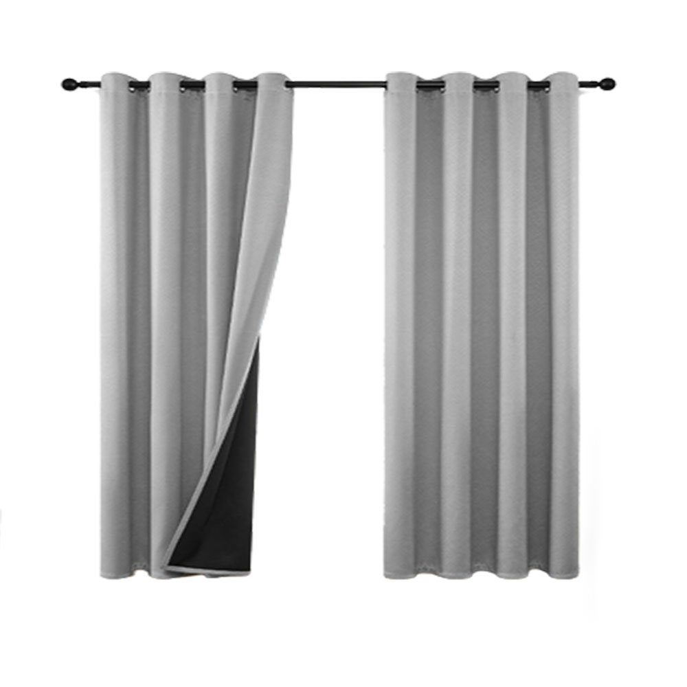 Gardine Vorhänge Blackout Schlafzimmer 140x220 cm 2-teiliges Set Grau, FELIXLEO | Fertiggardinen