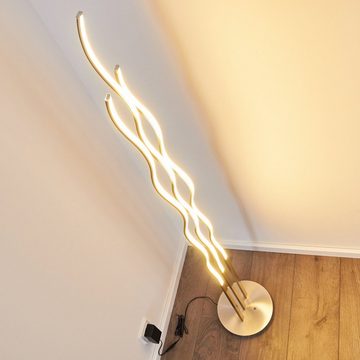hofstein Stehlampe »Gorgo« dimmbare Stehleuchte aus Metall in Stahl, RGB Kelvin, 3120 Lumen, geschwungene Standleuchte mit Fernbedienung