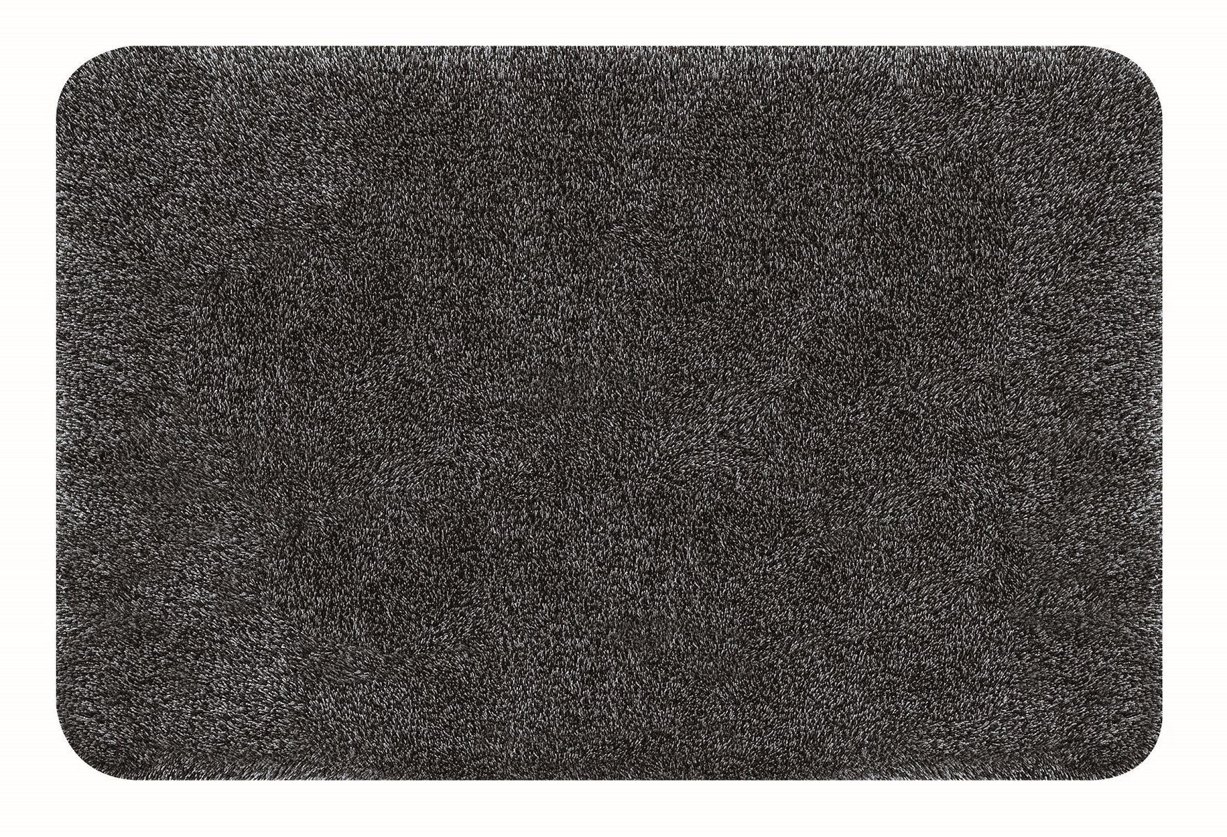 spirella Badematte BRIZZOLO, rechteckig, Höhe: 30 mm, Badteppich Hochflor, Velours meliert, 100% Acryl, Anti-Rutsch Beschichtung, für Fußbodenheizung geeignet, waschbar 40°, schnelltrocknend, 80 x 150 cm, schwarz