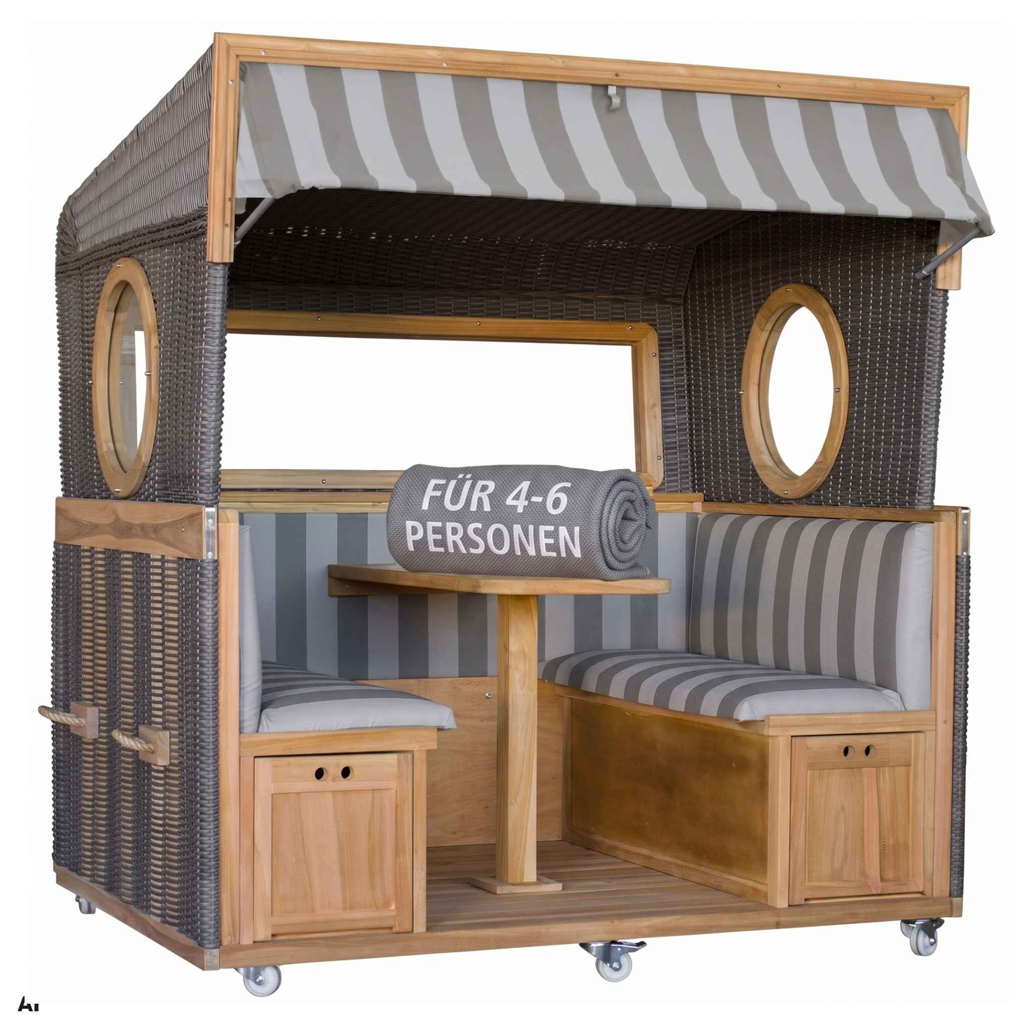 MR.DEKO Strandkorb Gosch-Lounge 4-Sitzer, 200x207x158 cm, grau Dessin 981, BxTxH: 200x158x207 cm, Gosch-Lounge, (4 Personen, inkl. Tisch, Stauraum & Rollen – für Outdoor geeignet, 1-tlg., Lounge-Strandkorb Gosch 4-Sitzer), Fertig montiert, Strandkorb XXL Teakholz, PE-Geflecht, Sicherheitsglas