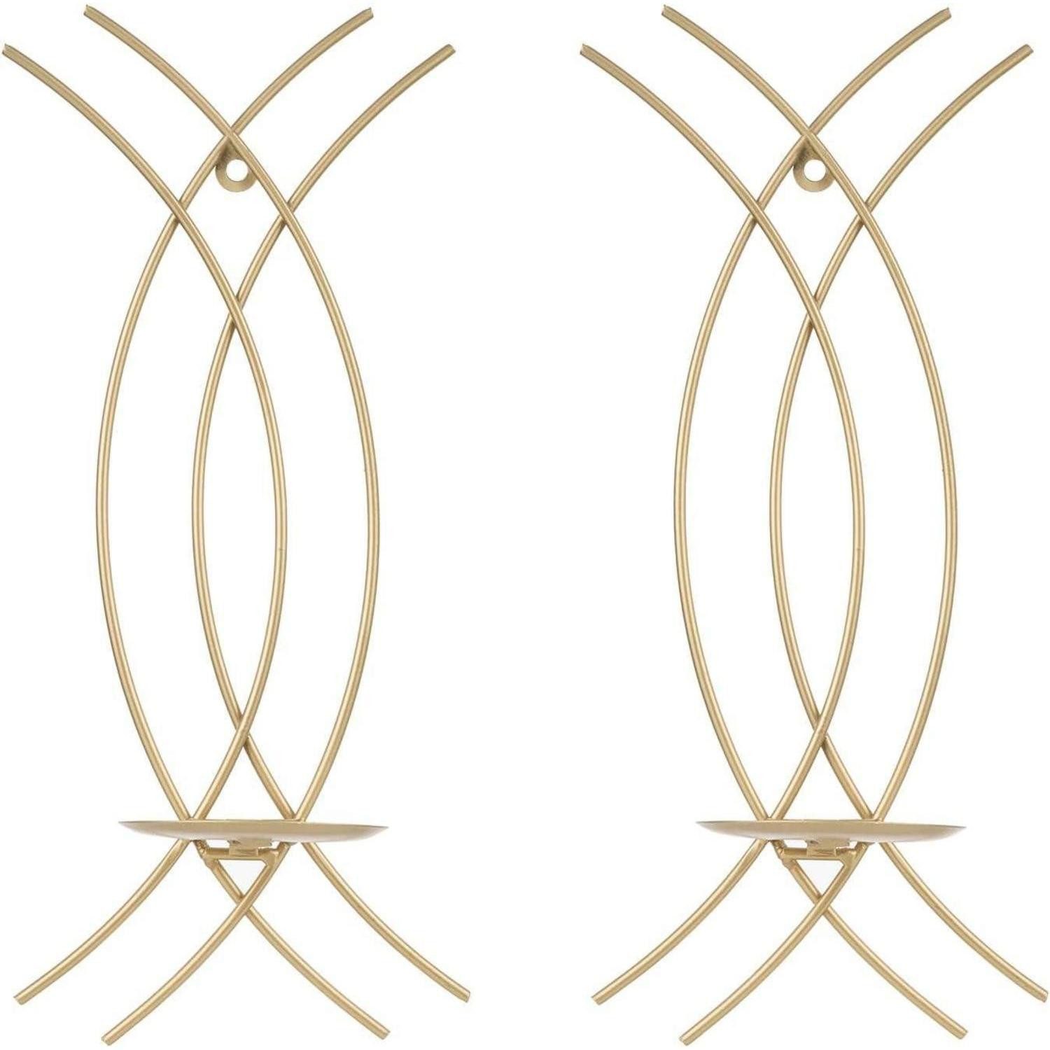 LuxusKollektion Wandkerzenhalter Kerzenhalter Wand Metall Gold 2er Set (2 St)