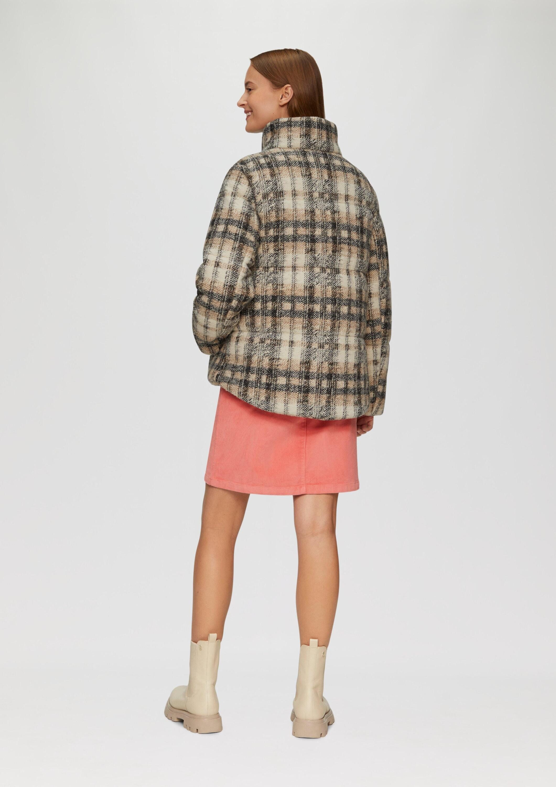 s.Oliver Winterjacke Outdoor-Jacke Karierte Pufferjacke in Woll-Optik