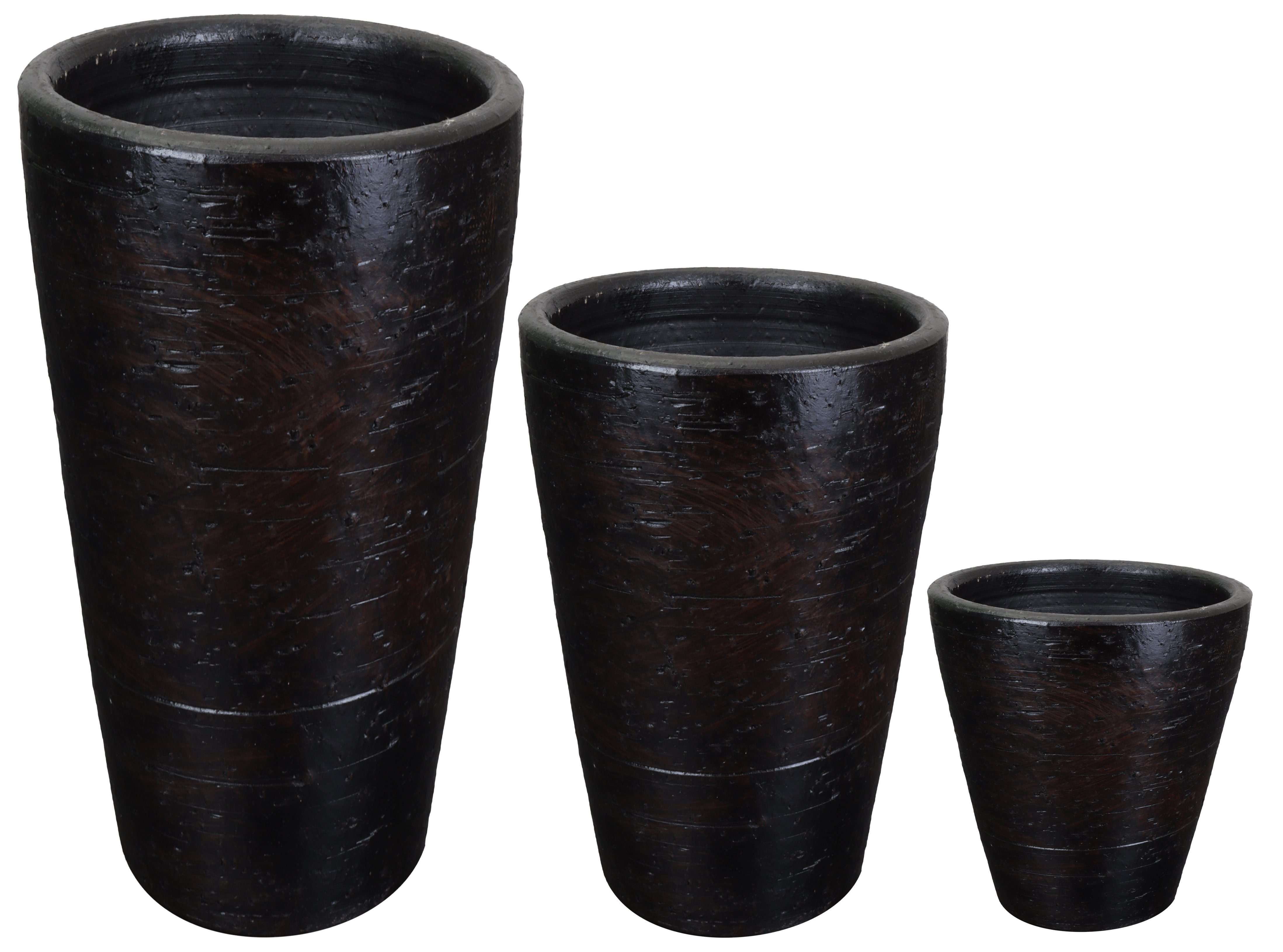 tegawo Übertopf Keramik-Vase Lava-Conica, konisch Dunkelbraun handgemacht mit Strukturoptik