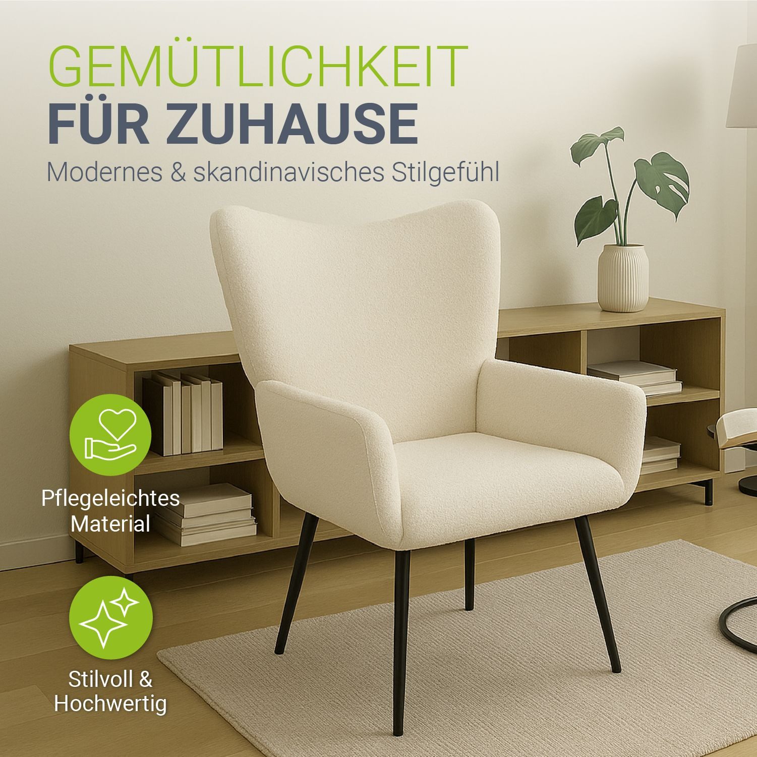 Juskys Ohrensessel Odense, Optionaler Hocker, große Rückenlehne, weicher St günstig online kaufen