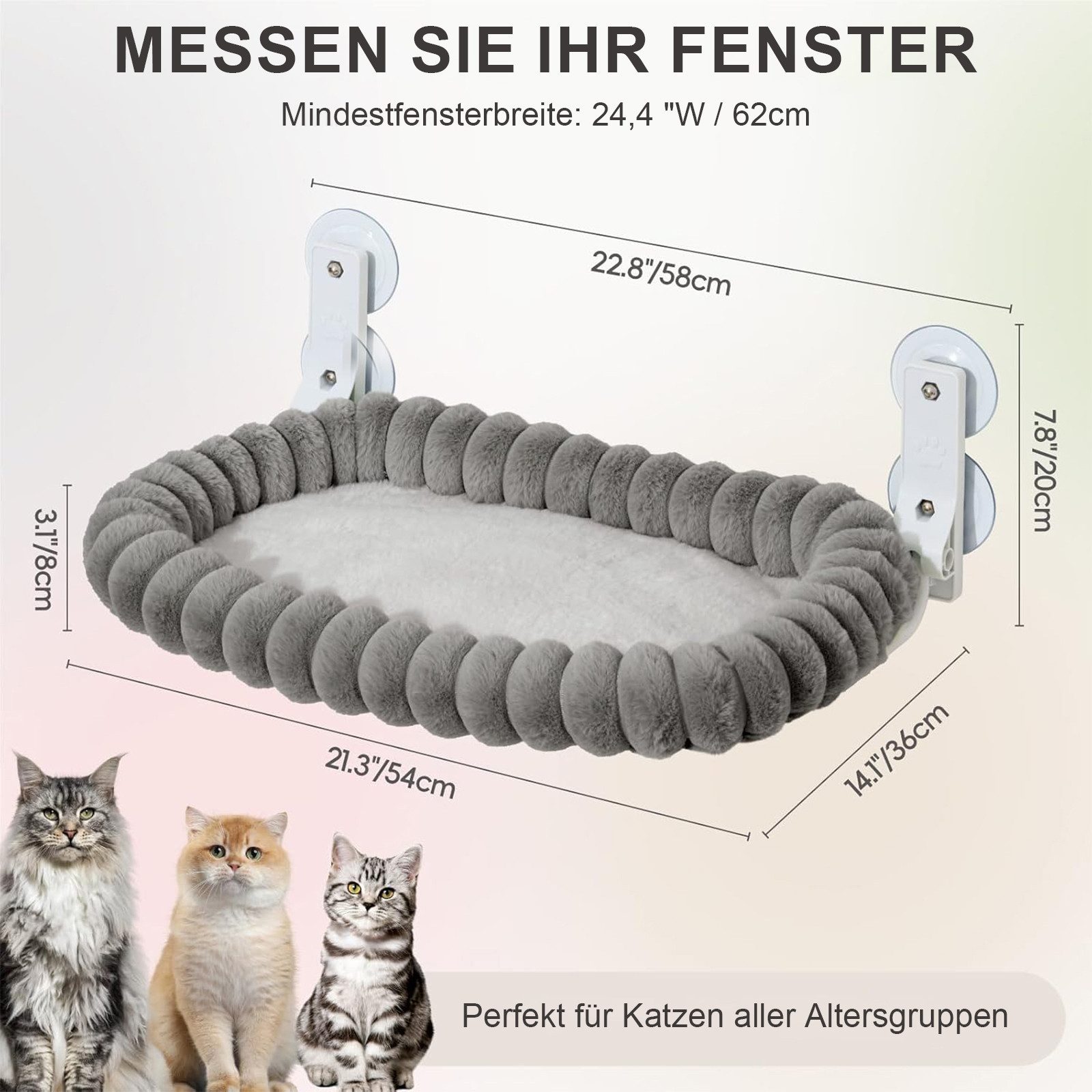 REDOM Katzen-Hängematte Katzenhängematte Katzen Fenster Hängematte, Polyester, mit Saugnäpfen klappbar platzsparend passend für die meisten Fenster