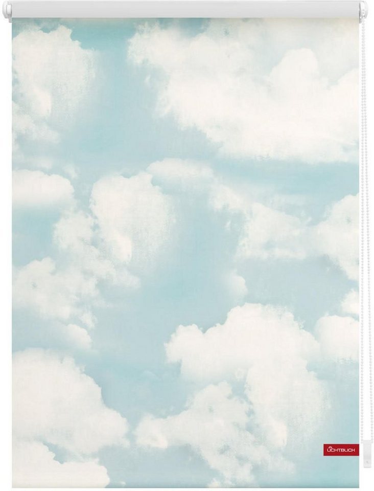 Seitenzugrollo Rollo Klemmfix, ohne Bohren, Verdunkelung, Wolken - Blau, LICHTBLICK  ORIGINAL, verdunkelnd, freihängend, Klemmfix
