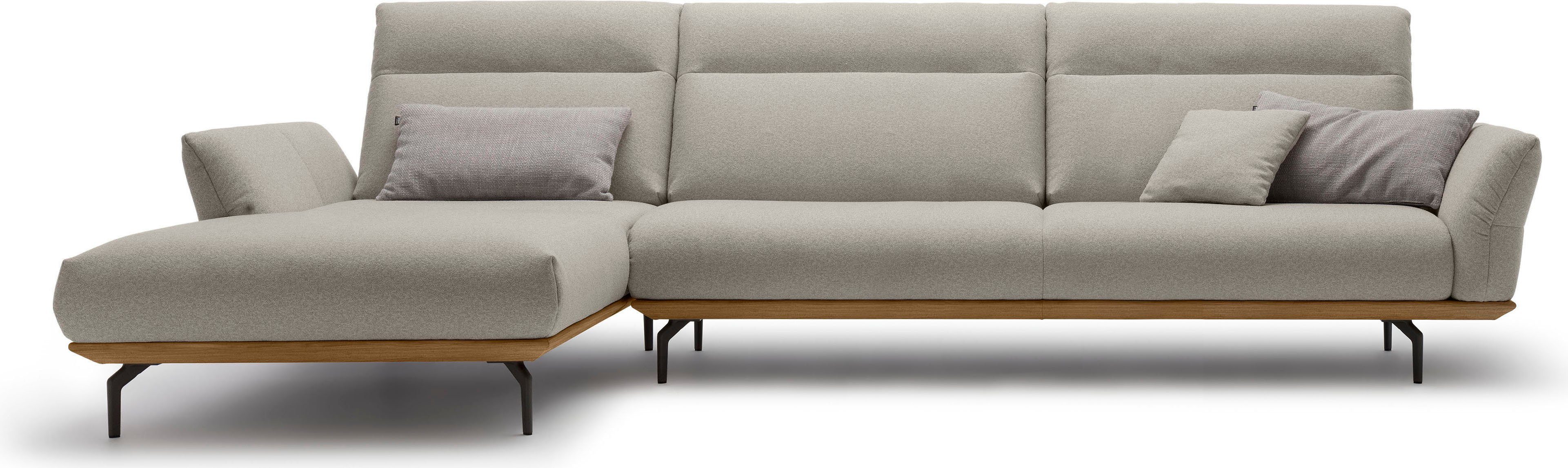 hülsta sofa Ecksofa hs.460, Sockel 338 Winkelfüße Nussbaum, cm in Umbragrau, Breite in